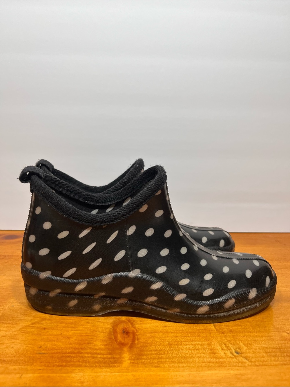 Capelli of New York Black Polka Dot Women's Rain Ankle Boots